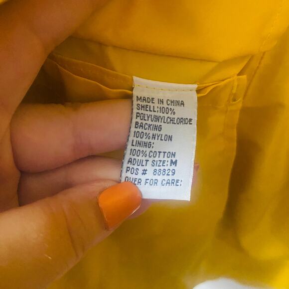 Marlboro Vintage Reversible Long Raincoat Brown Yellow Pockets Zip Closure Sz M - Picture 10 of 14